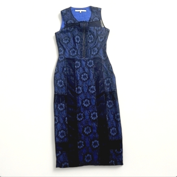 Rachel Roy Blue and Black Lace Midi Dress - Size 8 - Picture 3 of 7